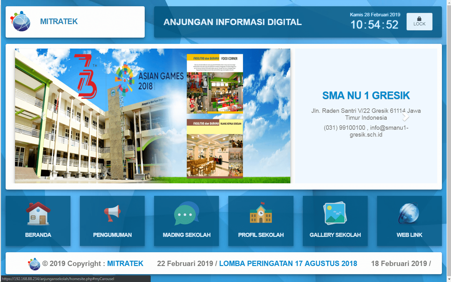 Papan Informasi Digital Sekolah MITRATEK