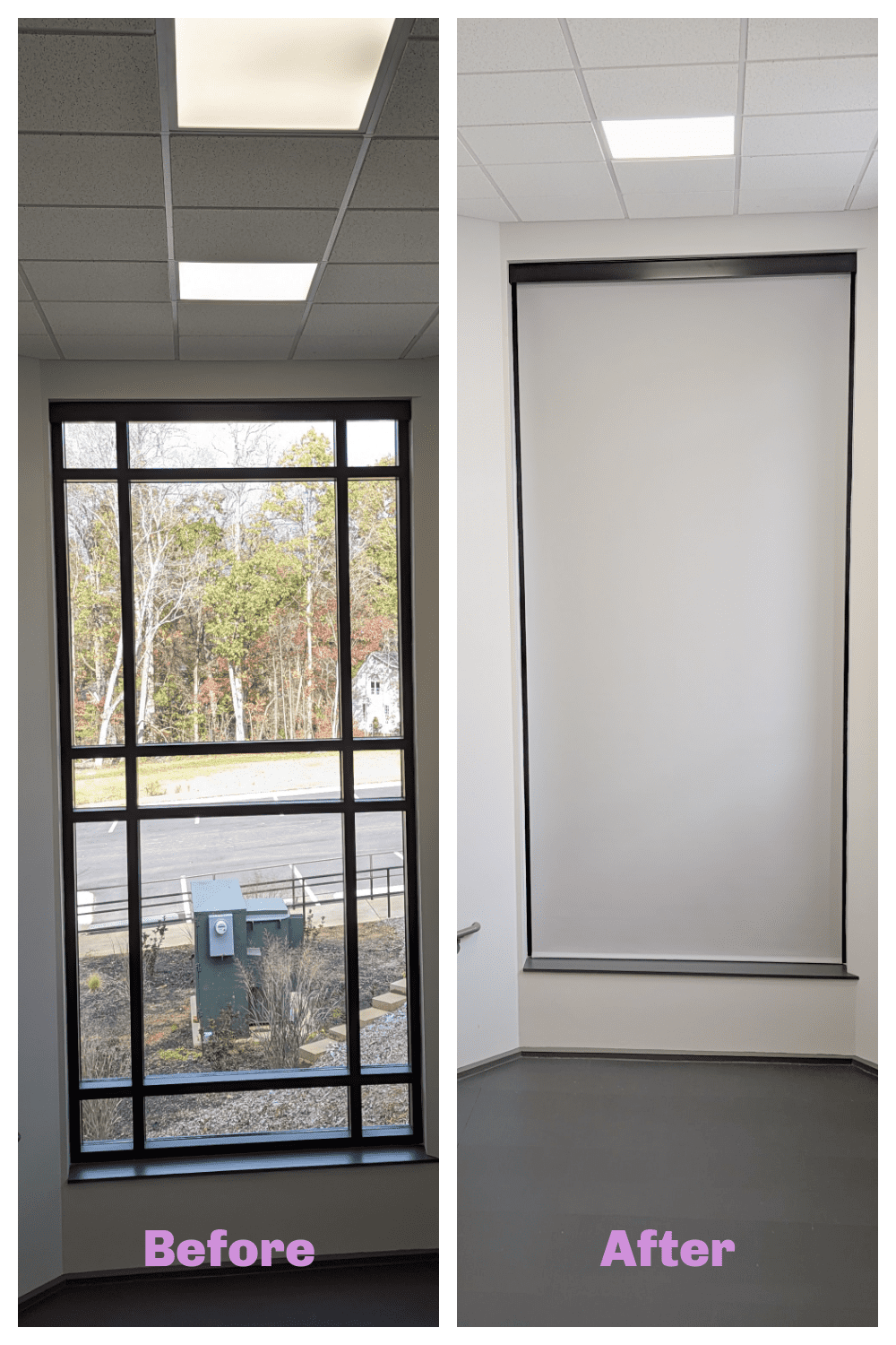 Motorized Room darkening shades for Church windows Made in the Shade