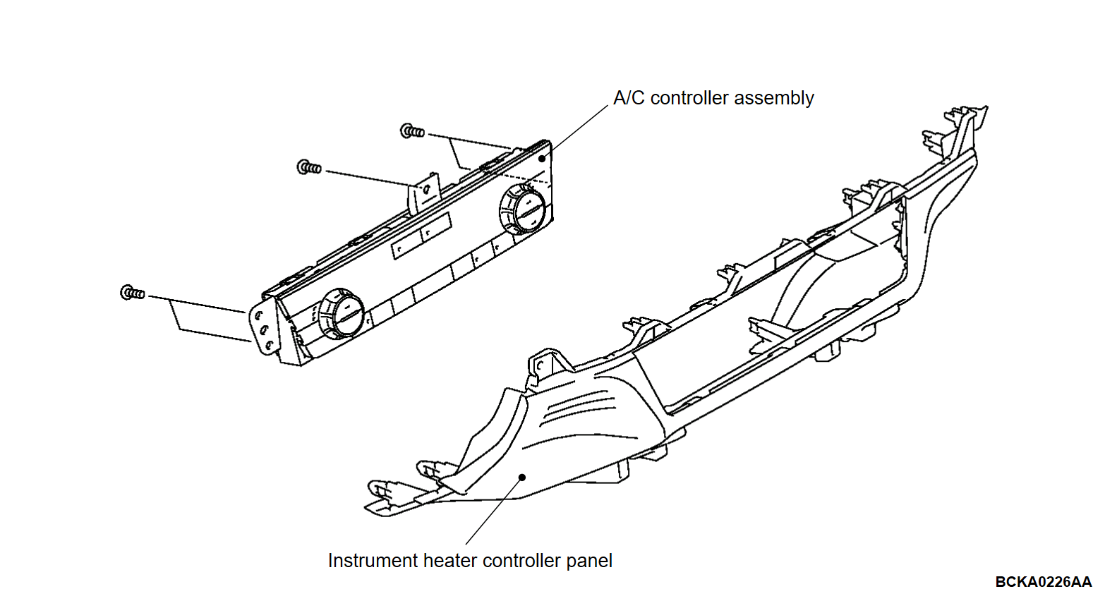 A/C CONTROLLER ASSEMBLY REMOVAL AND INSTALLATION