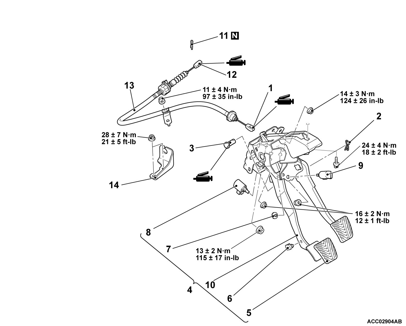 21ACLUTCH CONTROL REMOVAL AND INSTALLATION