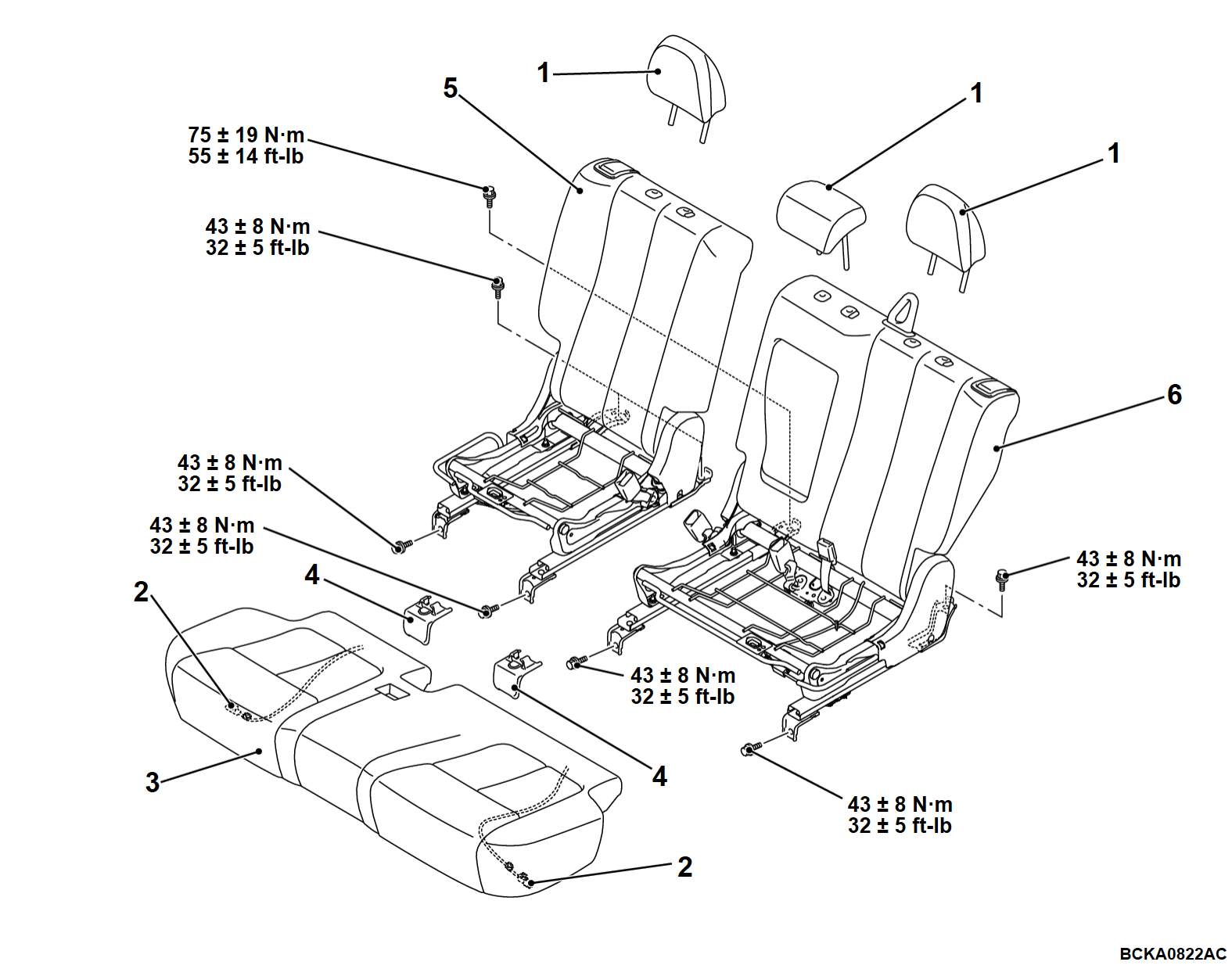 52AREAR SEAT ASSEMBLY REMOVAL AND INSTALLATION