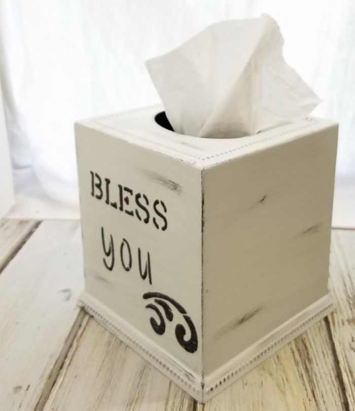 How to Paint a Farmhouse Style Tissue Box Cover Bless You Mixed