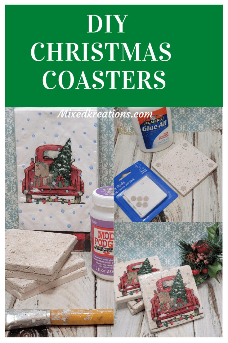 Diy Christmas Coasters Red Farm Truck Mixed Kreations