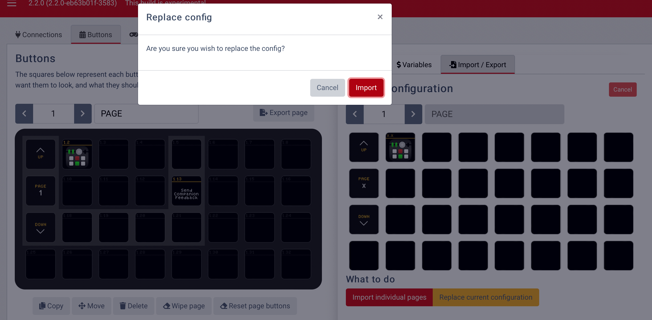 Replacing the current configuration