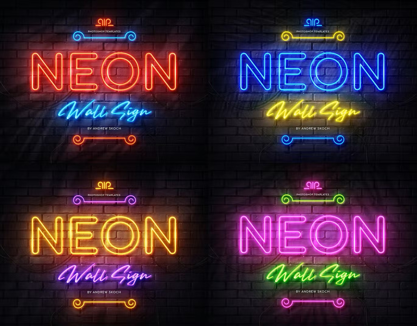 موکاپ تابلو دیوار نئون Neon Wall Sign
