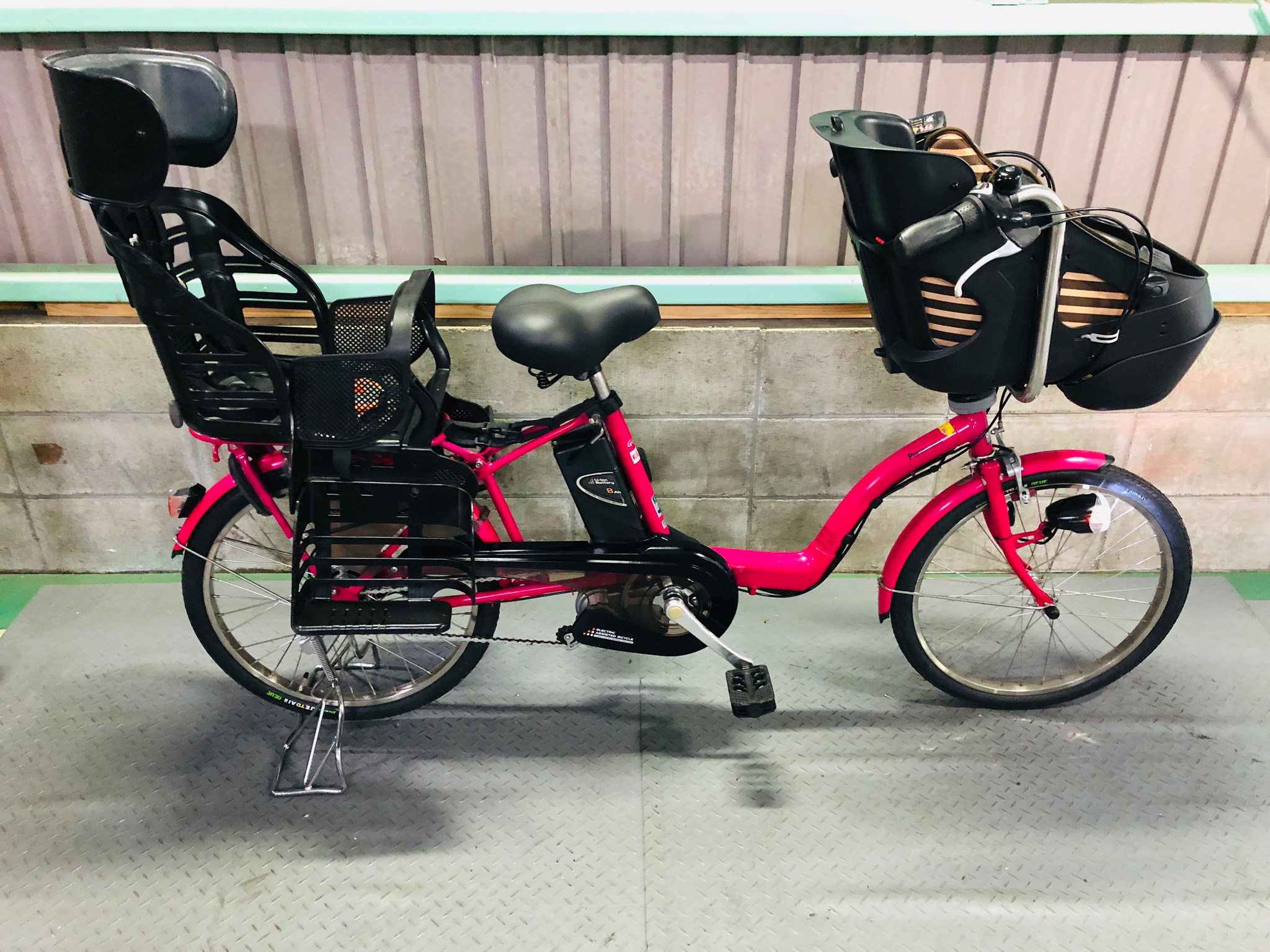 電動自転車 パナソニック ギュットミニ 20インチ 8Ah 前後子供乗せ ピンク 国産・中古の激安電動アシスト自転車を販売MIZO