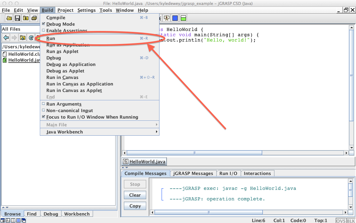 Compiling and Running Java Code with jGRASP