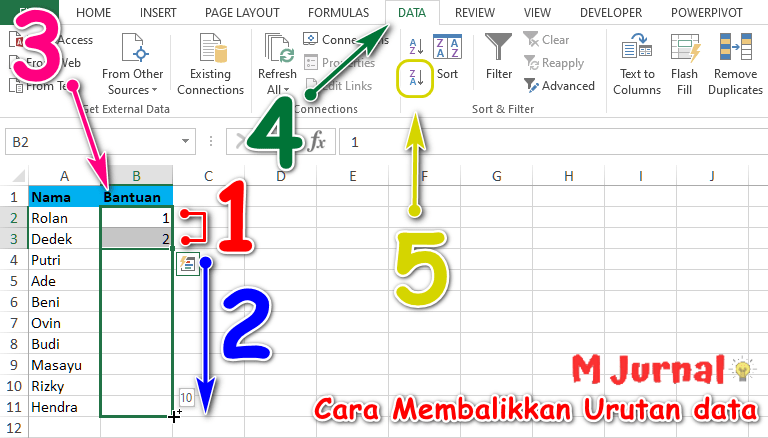 Mengurutkan nama sesuai ranking di excel sesuai urutan ranking di excel. Cara Mengacak Nama Di Excel Contoh Membalikkan Urutan M Jurnal