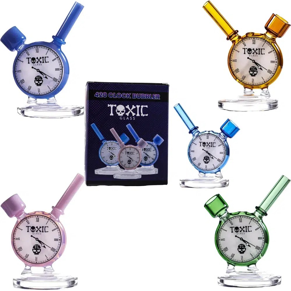 TX43 Toxic 420 Clock Bubbler MK100 Glass