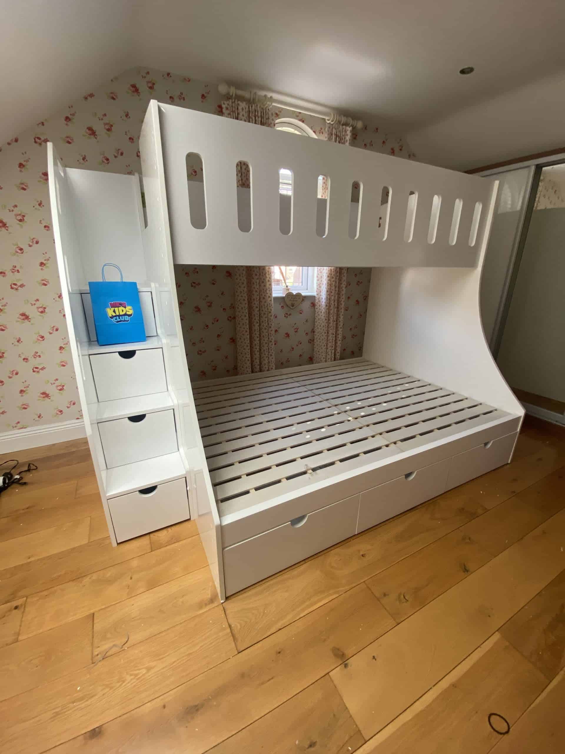 Double & Single Bunk Bed With Stairs