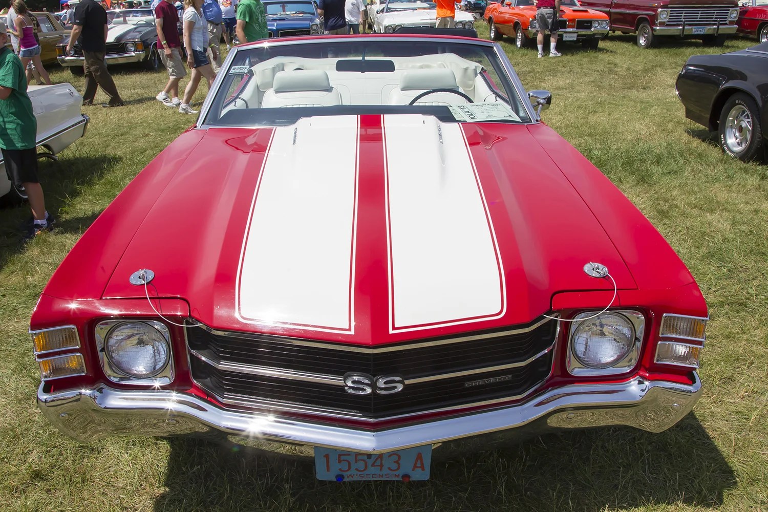 1971 Red With White Stripes Chevy Chevelle Ss Front View mk insurance