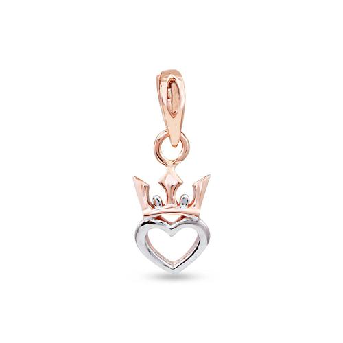 18kt Gold Heart & Crown Pendant