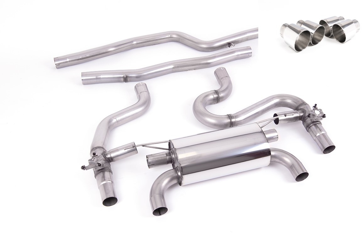Milltek Back System with Quad GT90 Polished Trims New Equal Length