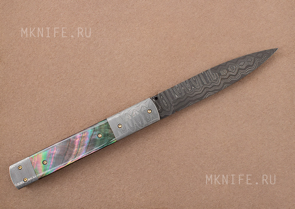 Damascus dagger folder Handmade knives Exclusive collectible author