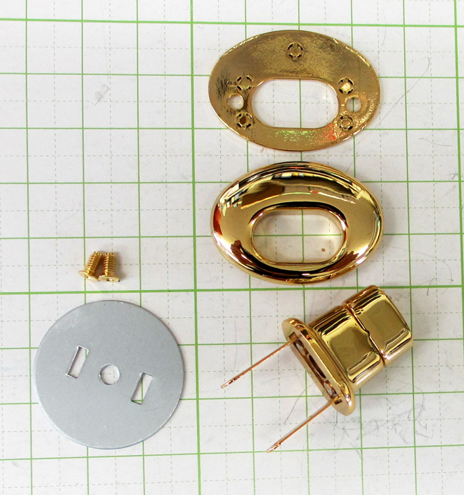 AA257_錠前_ヒネリ留め式_留め金具,M＆Kオリジナル・日本製 バッグ、小物用金属及び樹脂パーツの販売、金属小物製品、オリジナル金具、革