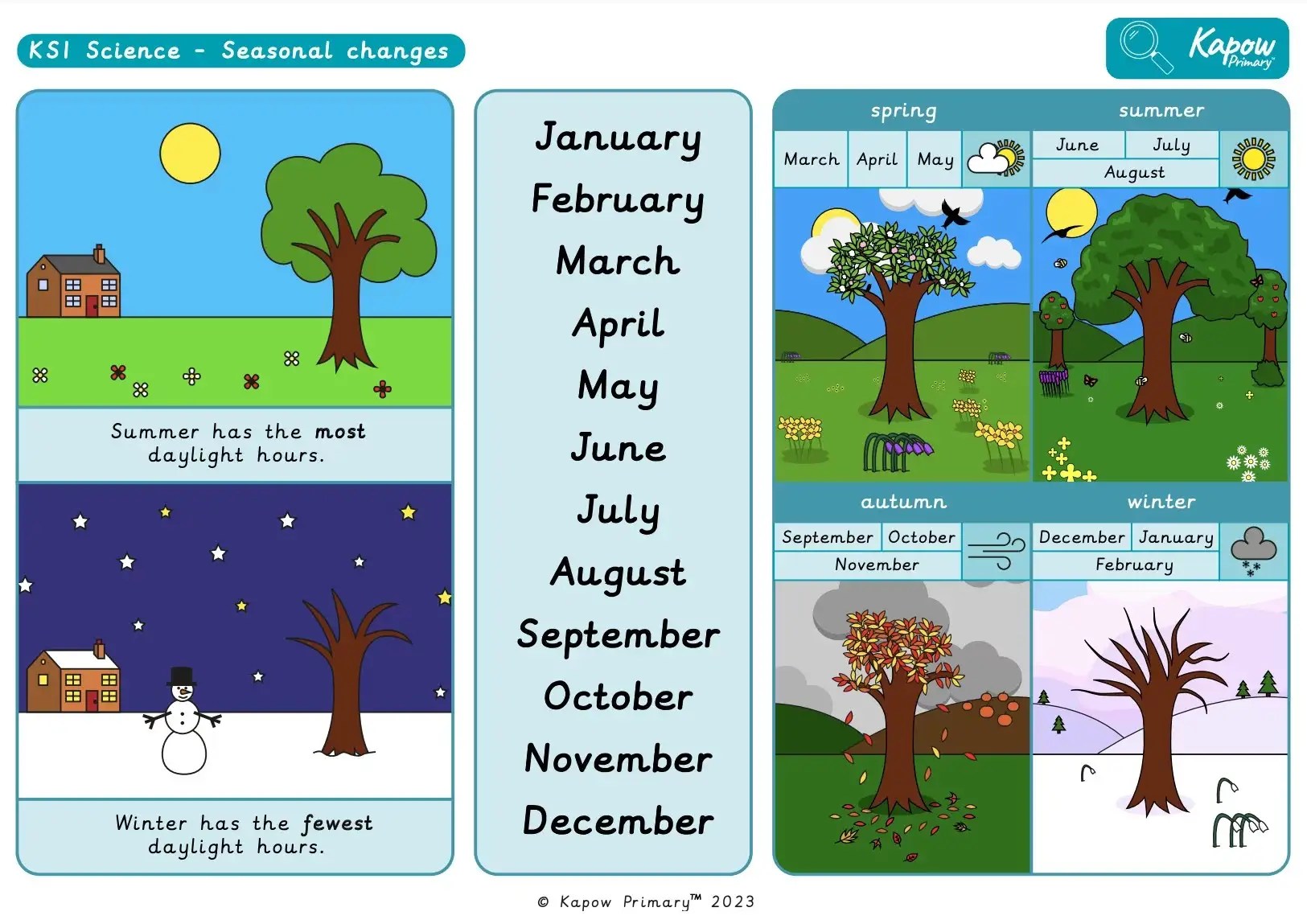 Knowledge organiser Science Y1 Seasonal changes Kapow Primary