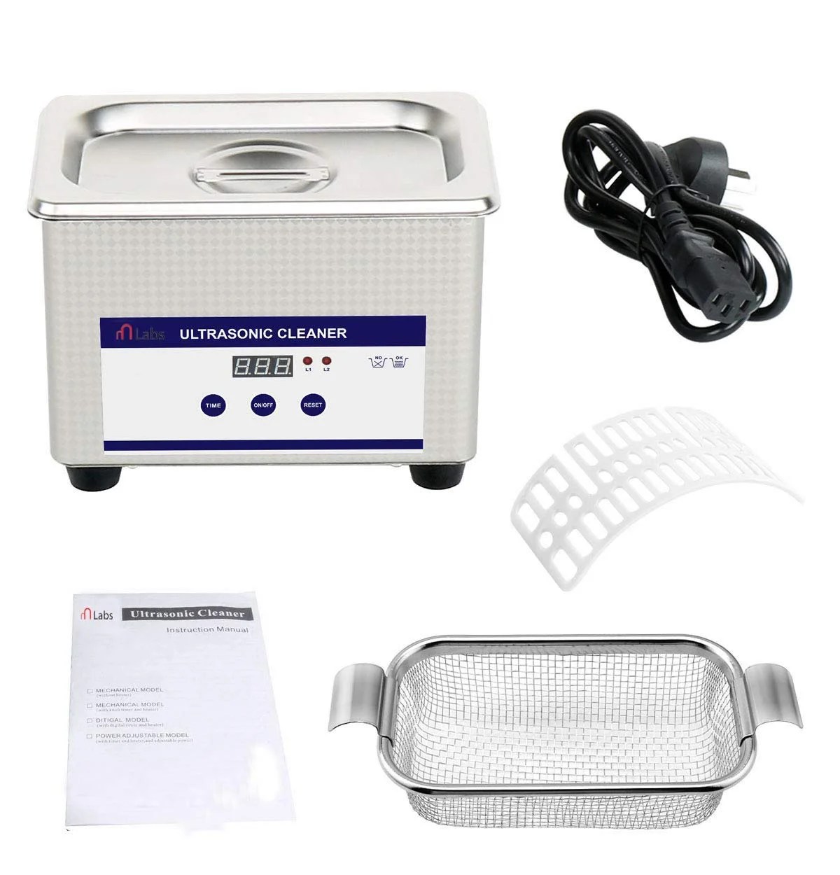 Dental Digital Ultrasonic Cleaner with Lid, Digital Timer, Heater