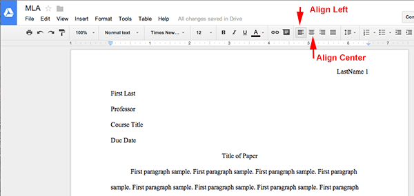 MLA Format using Google Docs