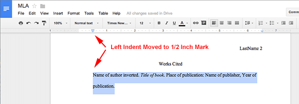 MLA Format using Google Docs