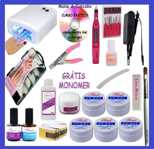 Kit De Unha Gel Acrigel Dvd Cabine Lixa Apostila E Monomer R169 k1rhO