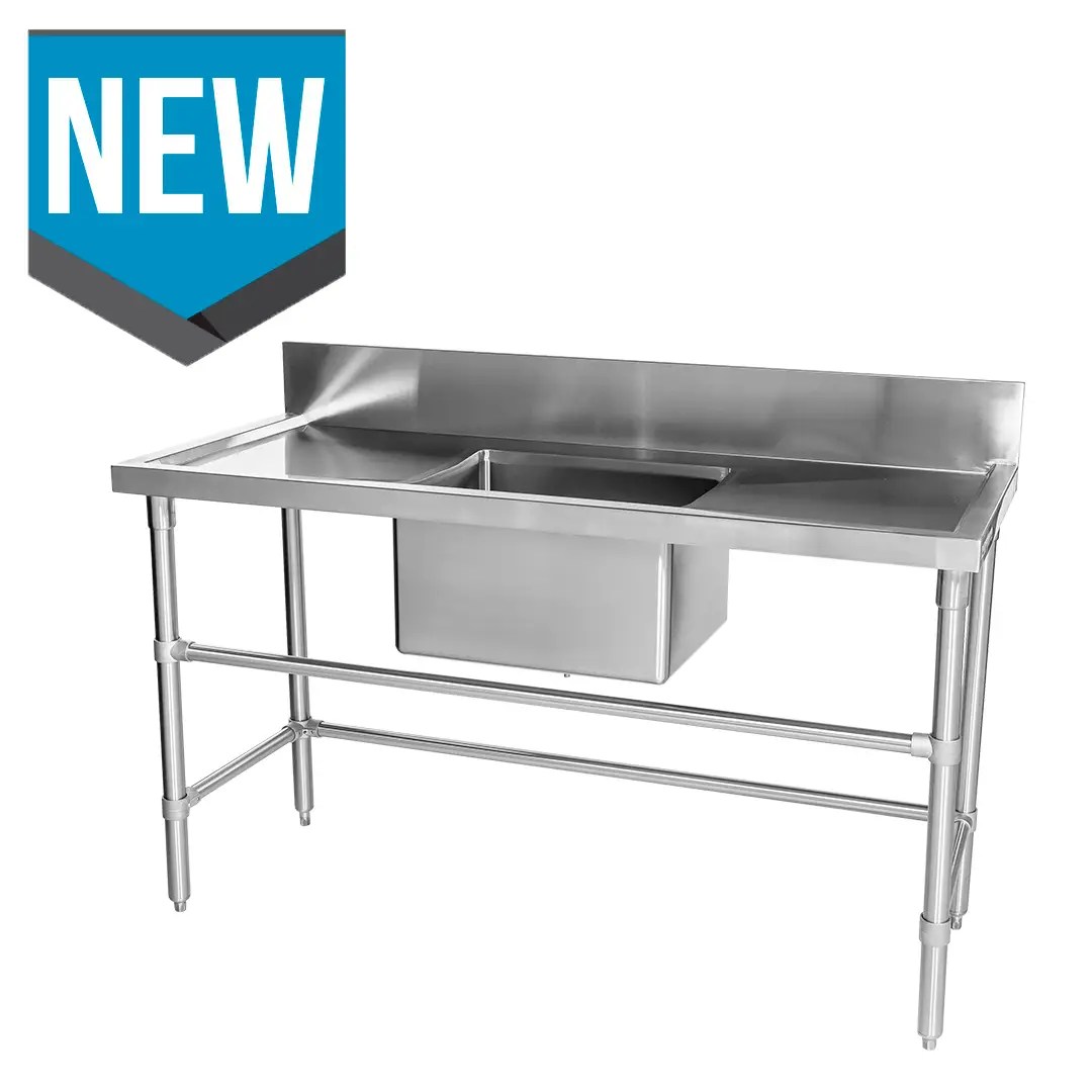 Stainless Steel Catering Sink Right And Left Bench, 1500 x 610 x