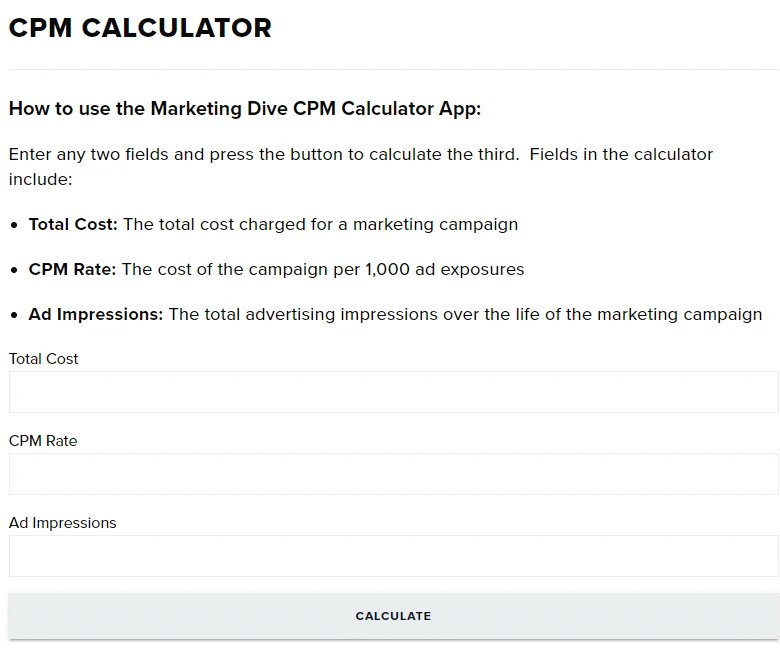 Free CPM calculator How to make your media planning easy