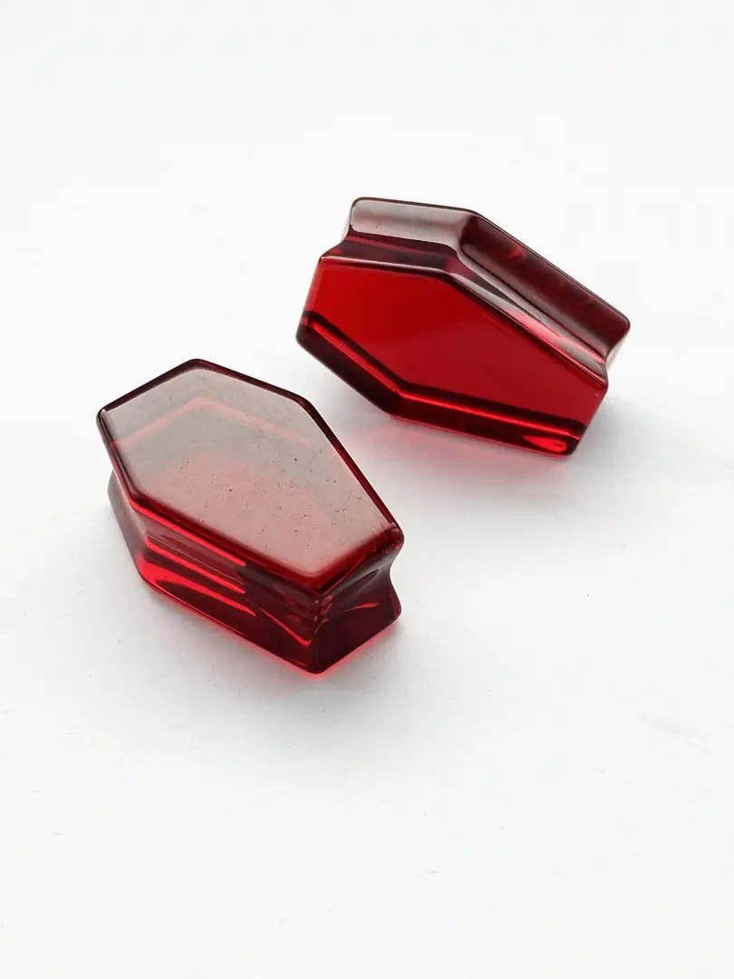 Red Glass Coffin Plugs Identity Body Piercing