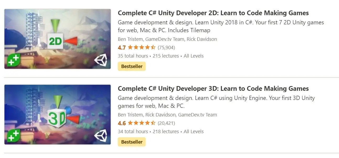 Complete C Unity Developer 2D & 3D Game development 9.99
