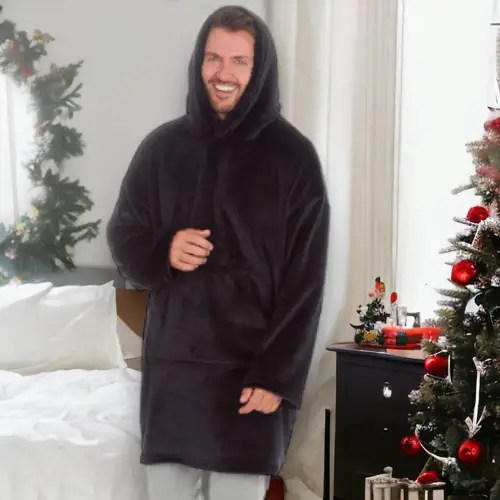 Mens Oversized Black Snuggle Hoodie