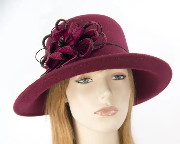 Large Burgundy Ladies Felt Hat