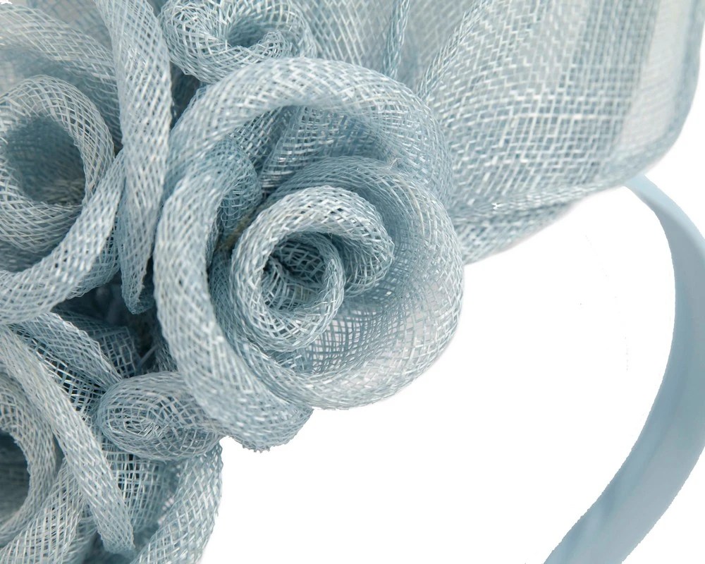 Large light blue sinamay flower fascinator by Max Alexander Online in
