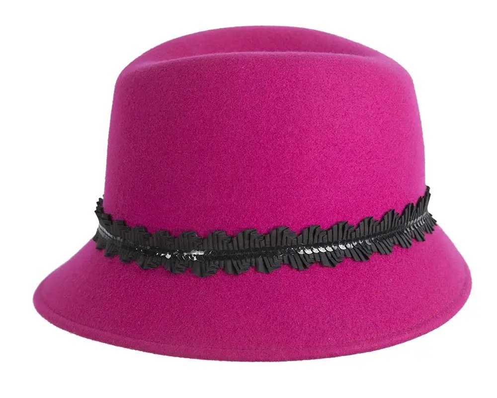 Hot Pink ladies winter felt fedora hat by Cupids Millinery Online in
