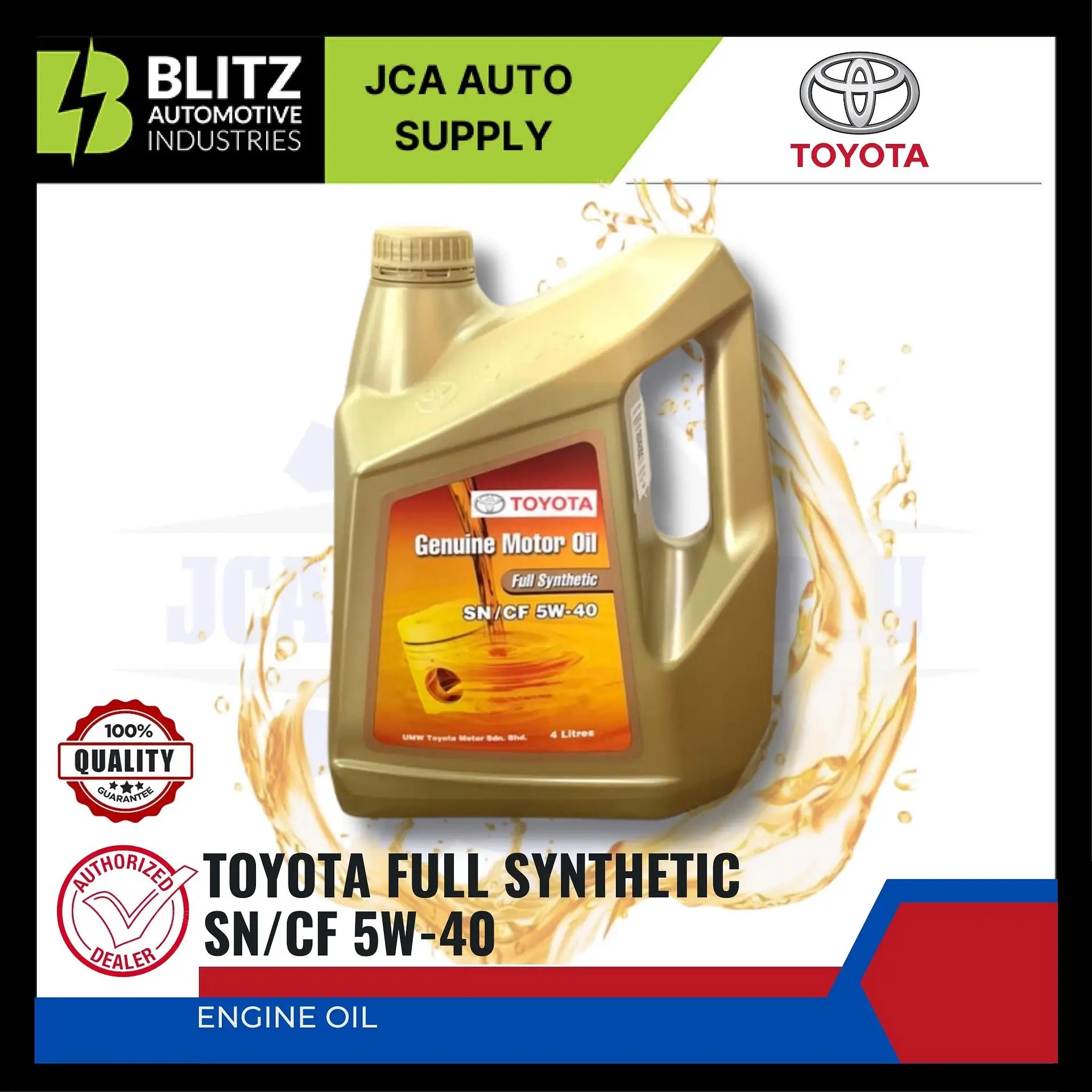 Genuine Toyota 5W40 Fully Synthetic Engine Oil API SN/CF (4L