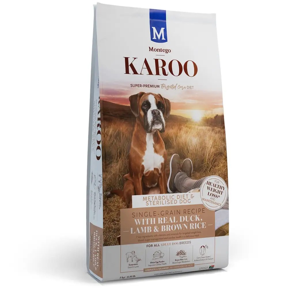 Montego Karoo Lamb & Duck Metabolic And Sterilised Dog Food Pet Hero