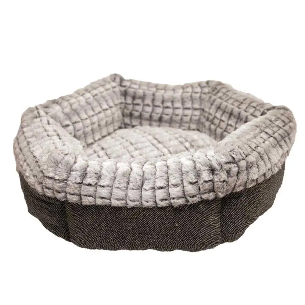 Rosewood Tweed And Plush Round Bed Pet Hero