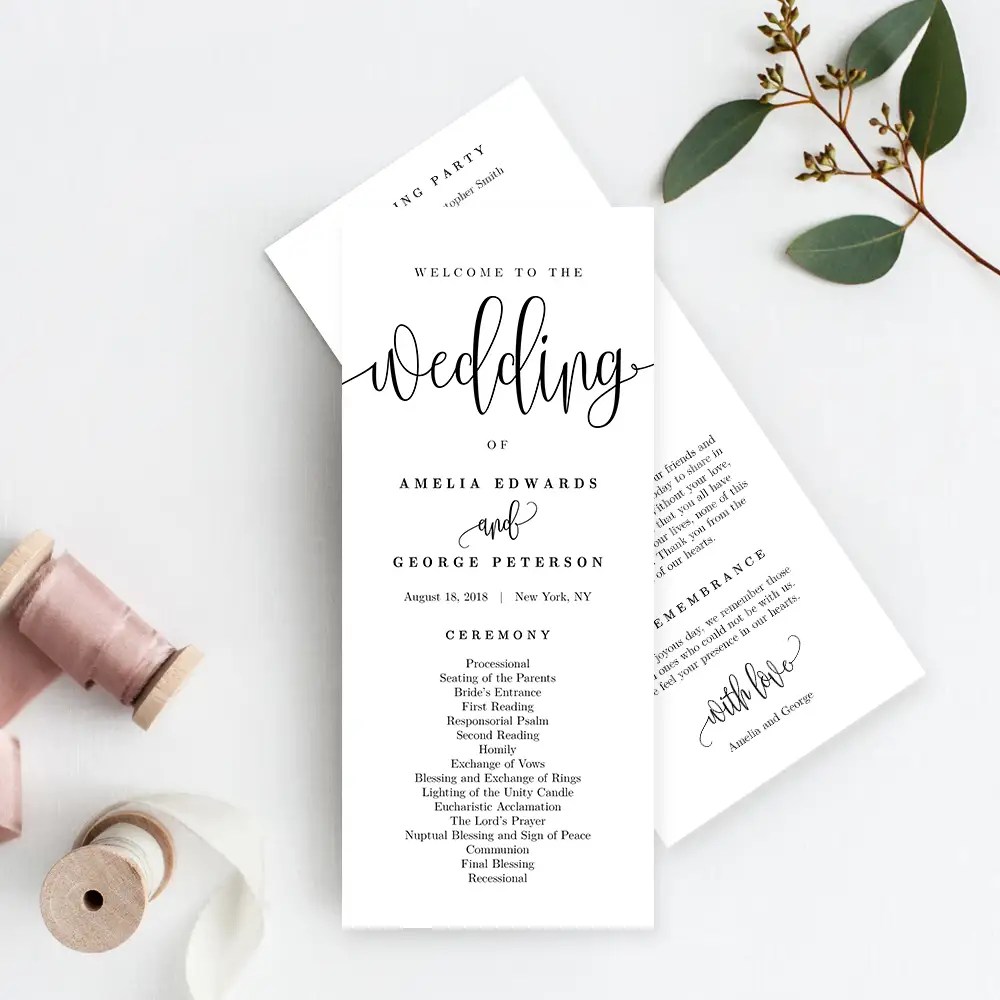 Lovely Calligraphy Wedding Program LCC Berry Berry Sweet