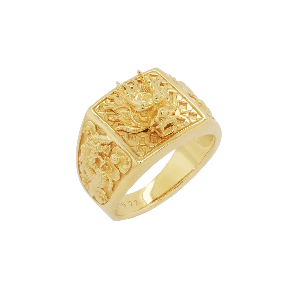 916 Golden Dragon Bountiful Men's Ring On Cheong Jewellery