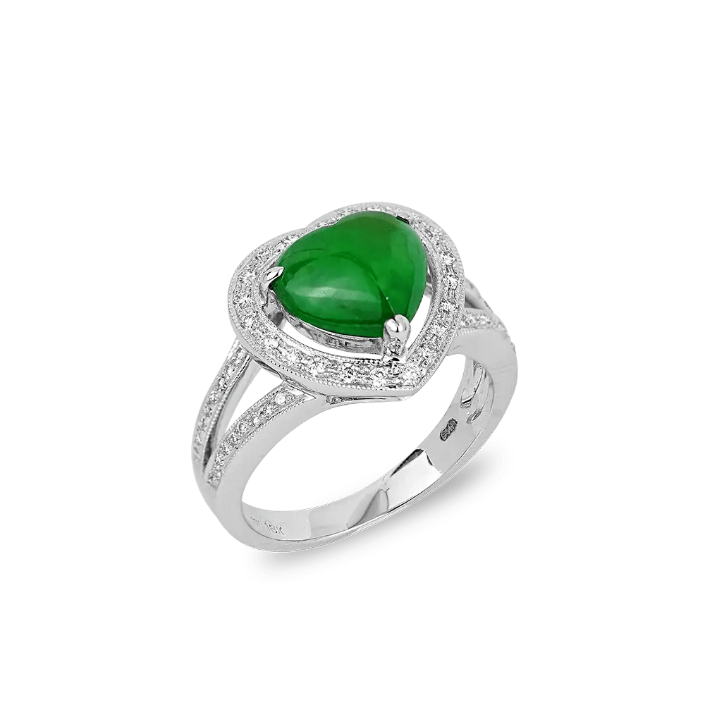 Triple Hearts Jadeite Diamond Pendant On Cheong Jewellery