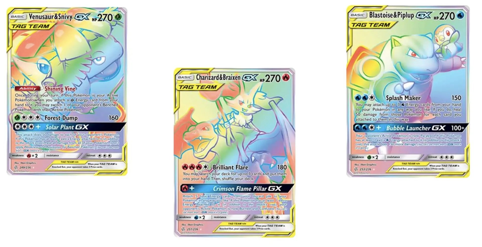 Rainbow Rare Tag Team Cards Of Pokémon TCG Cosmic Eclipse Part 1