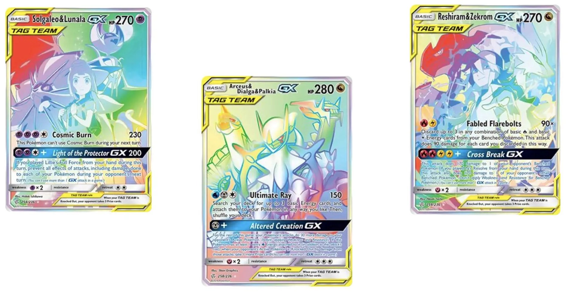 Rainbow Rare Tag Team Cards Of Pokémon TCG Cosmic Eclipse Part 2