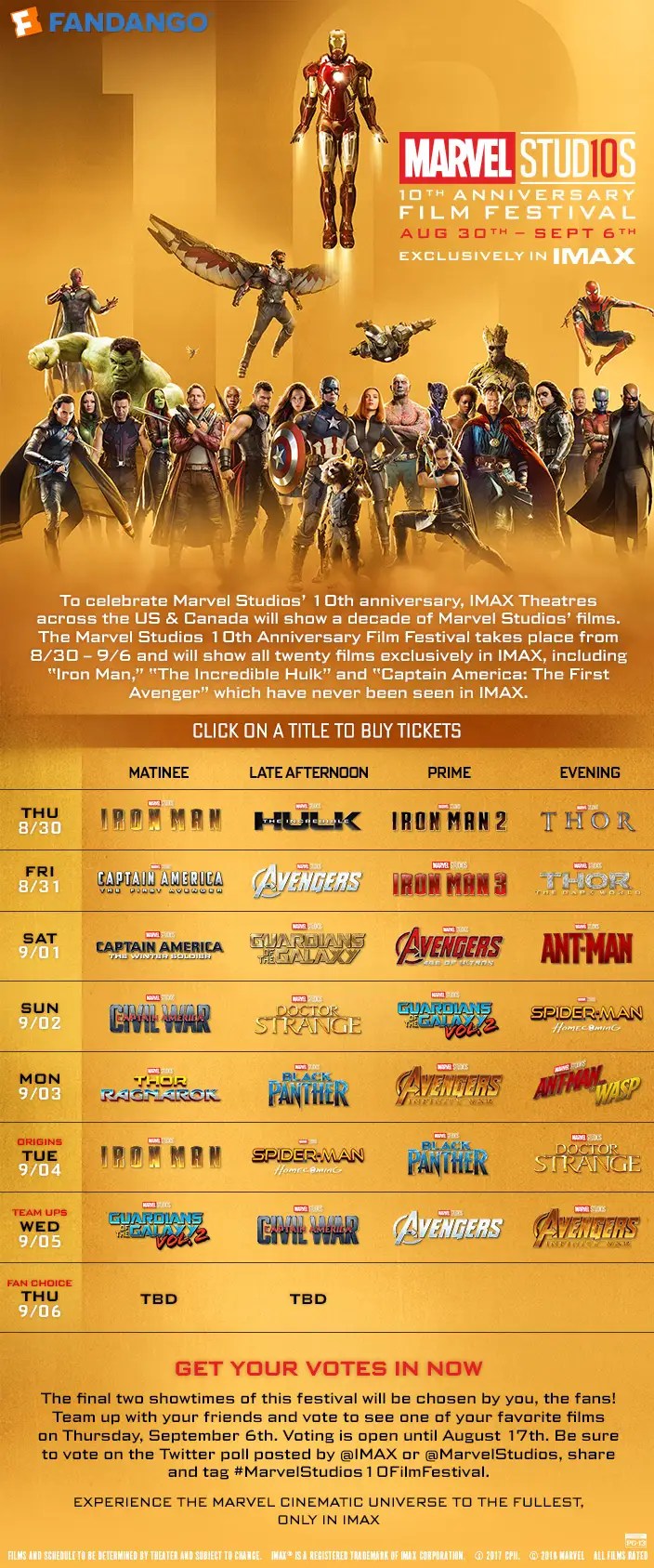 Marvel and IMAX Announce the Marvel Studios 10th Anniversary Film Festival