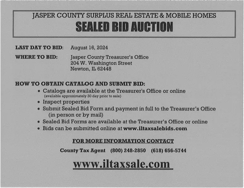 Jasper County Surplus Real Estate and Mobile Home Sealed Bid Auction