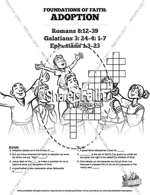 ShareFaith Media » Romans 8 Adoption Sunday School Crossword Puzzles ShareFaith Media