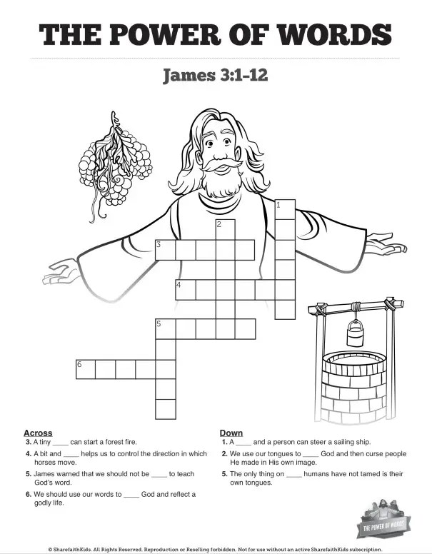 ShareFaith Media » James 3 The Power of Words Sunday School Crossword Puzzles ShareFaith Media