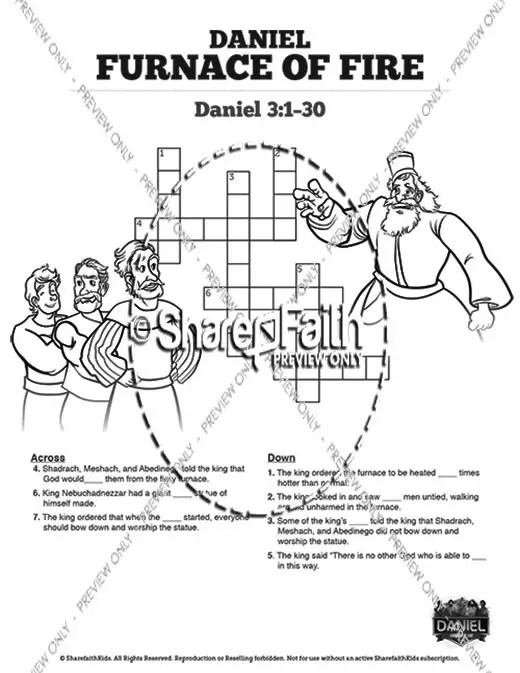 ShareFaith Media » Daniel 3 The Furnace of Fire Sunday School Crossword Puzzles ShareFaith Media