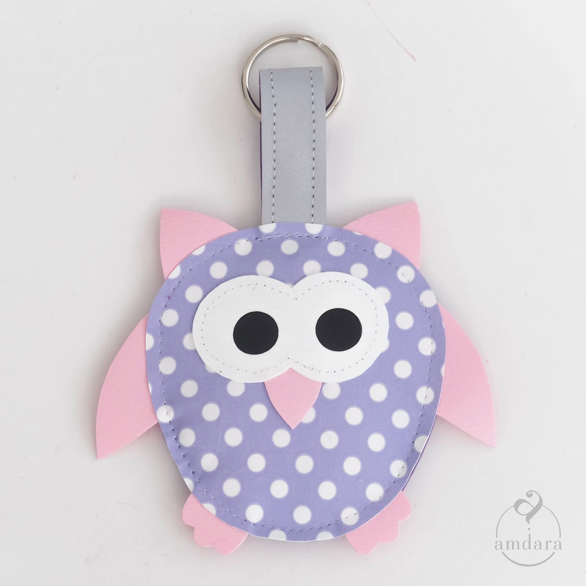 Anhänger Eule Eule Pünktchen hellviolett amdara