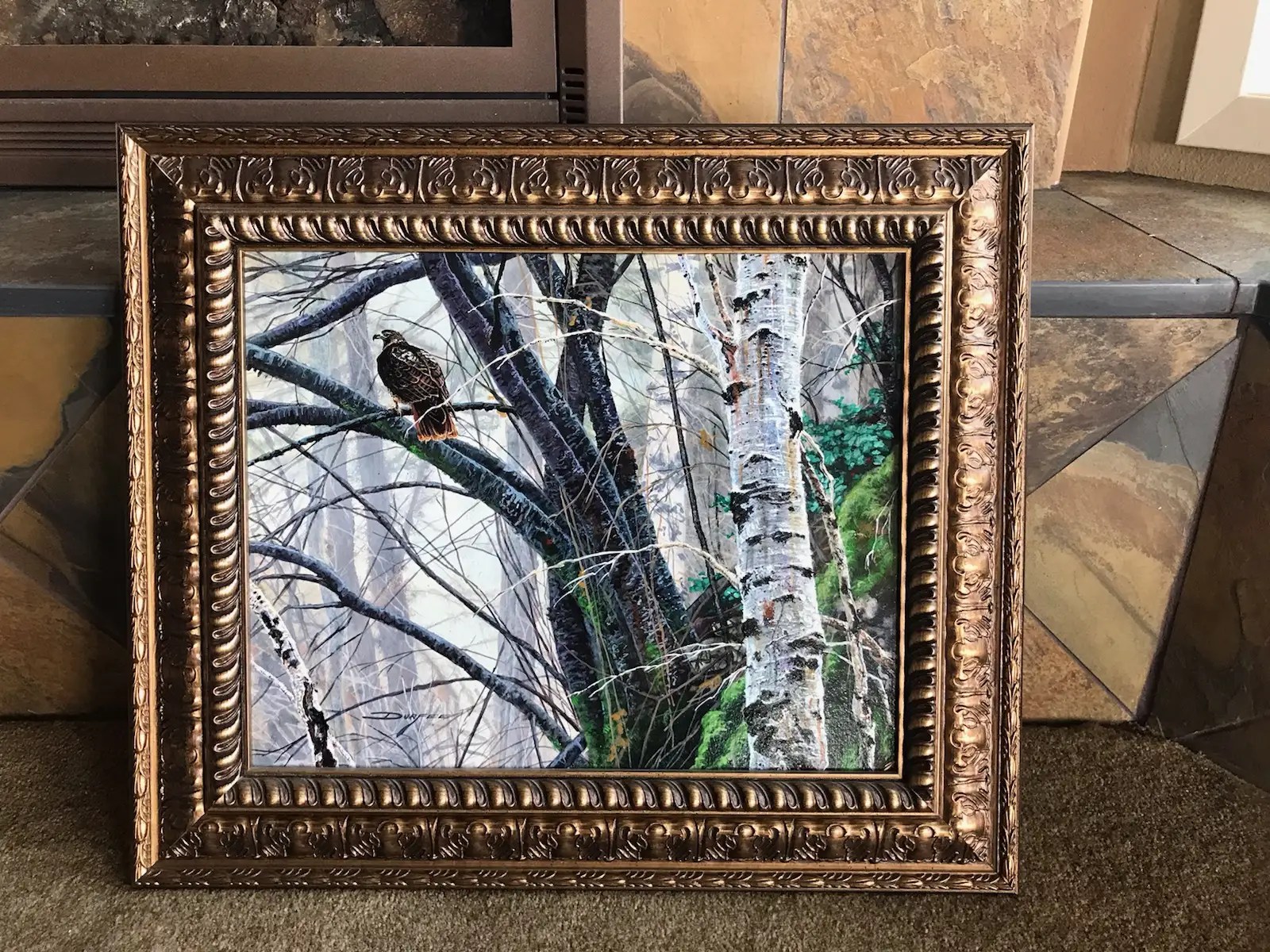 Brian Durfee Original Acrylic "The Watchers" Redtailed Hawks Real