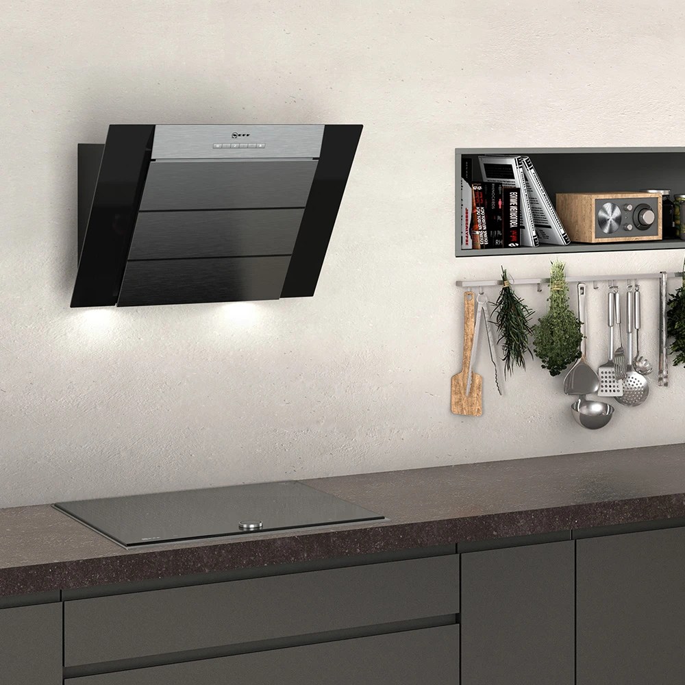 Neff D65IBE1S0B 60cm Angled Chimney Hood BLACK Appliance City
