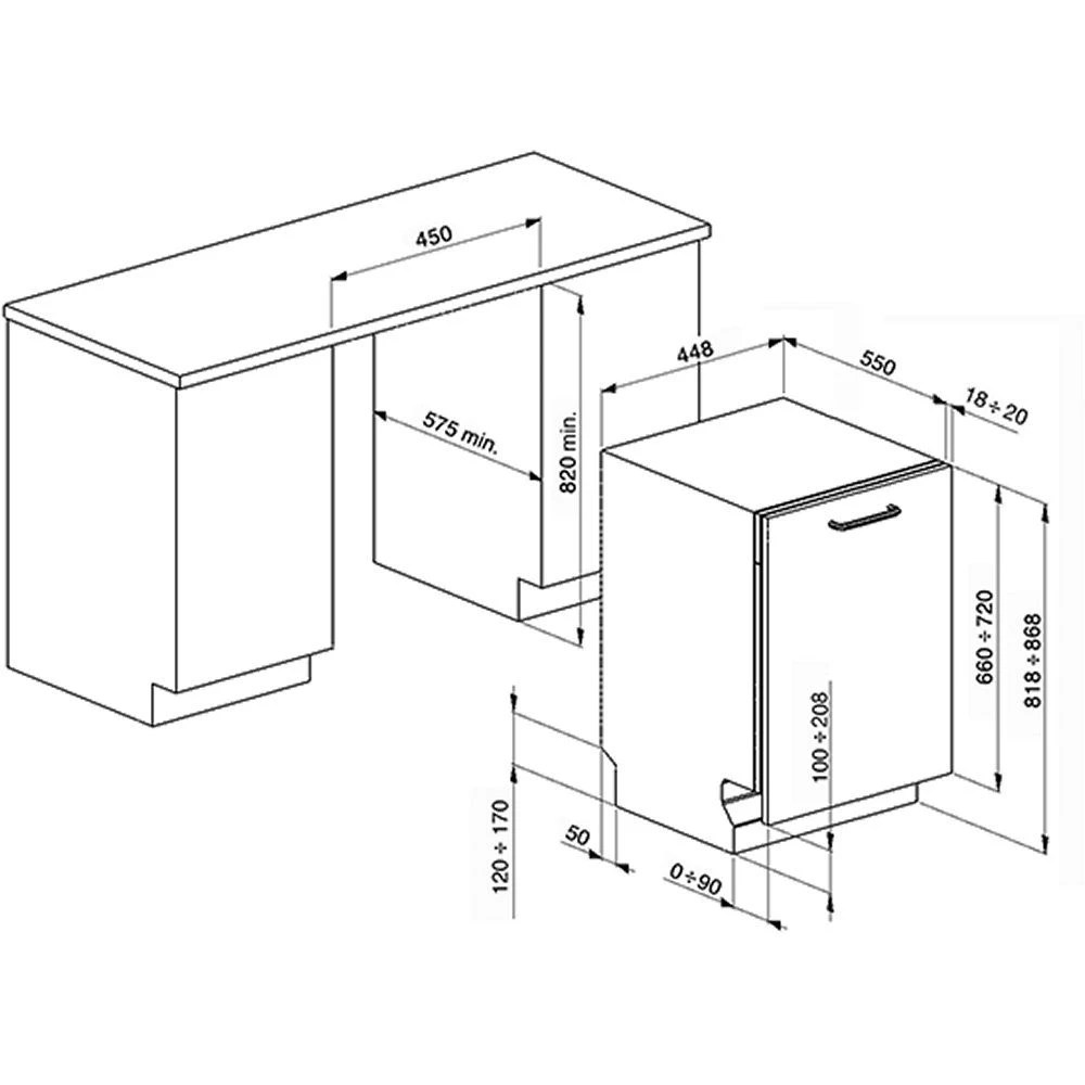 Smeg DIC410 45cm Fully Integrated Slimline Dishwasher Appliance City