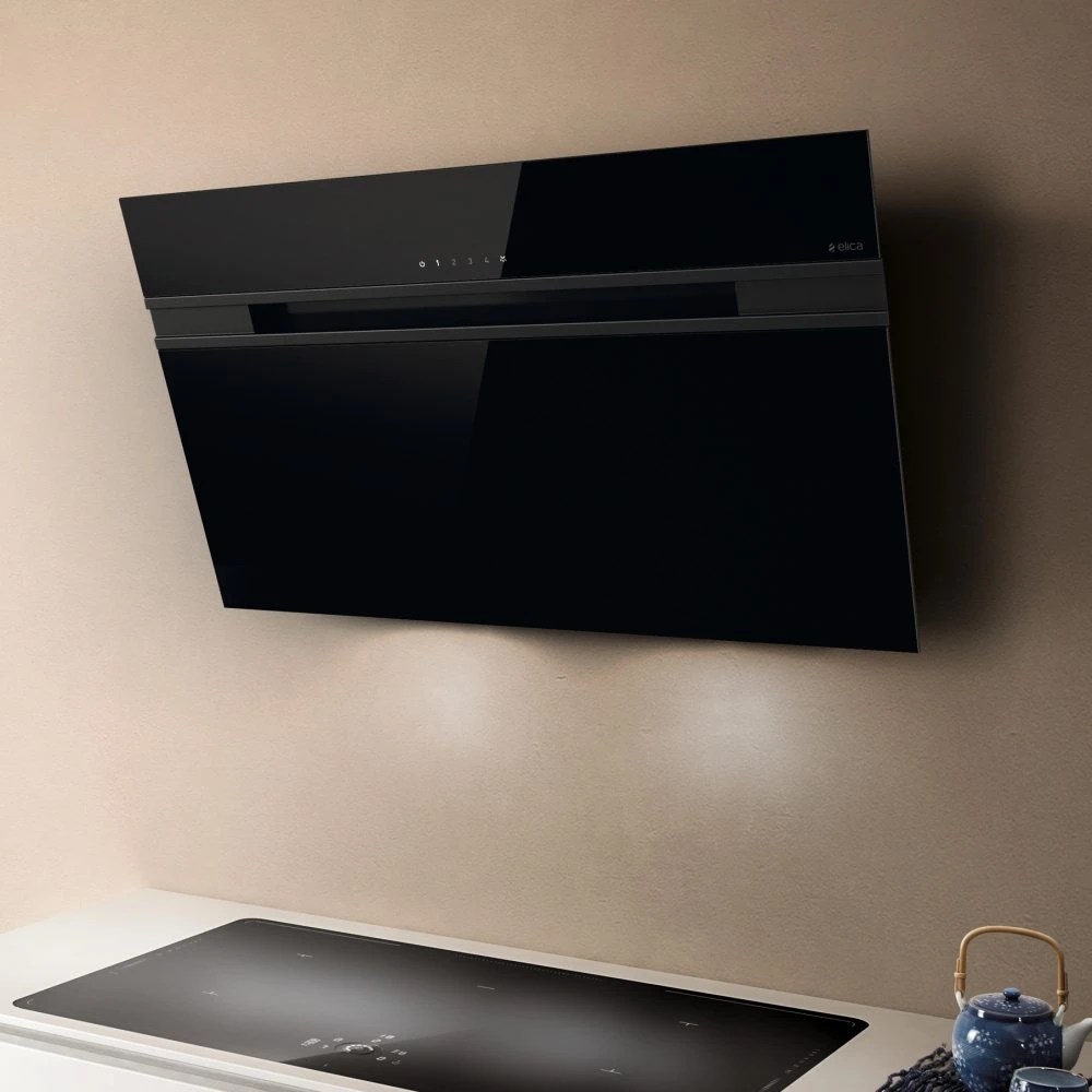 Elica ASCENT HE 90 BL 90cm Decorative Chimney Hood BLACK Appliance City